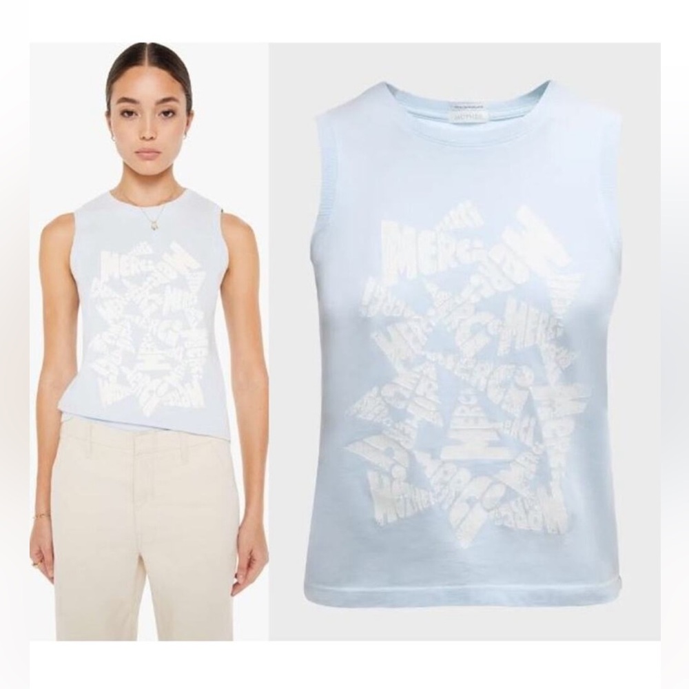 MOTHER Light Blue Graphic Crewneck Tank
